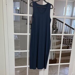 Pact NWOT Teal/Navy Organic Cotton Midi Dress